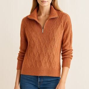 Madison + Hudson  Heathered Orange 1/4 Zip Sweater Women's Plus Size XL